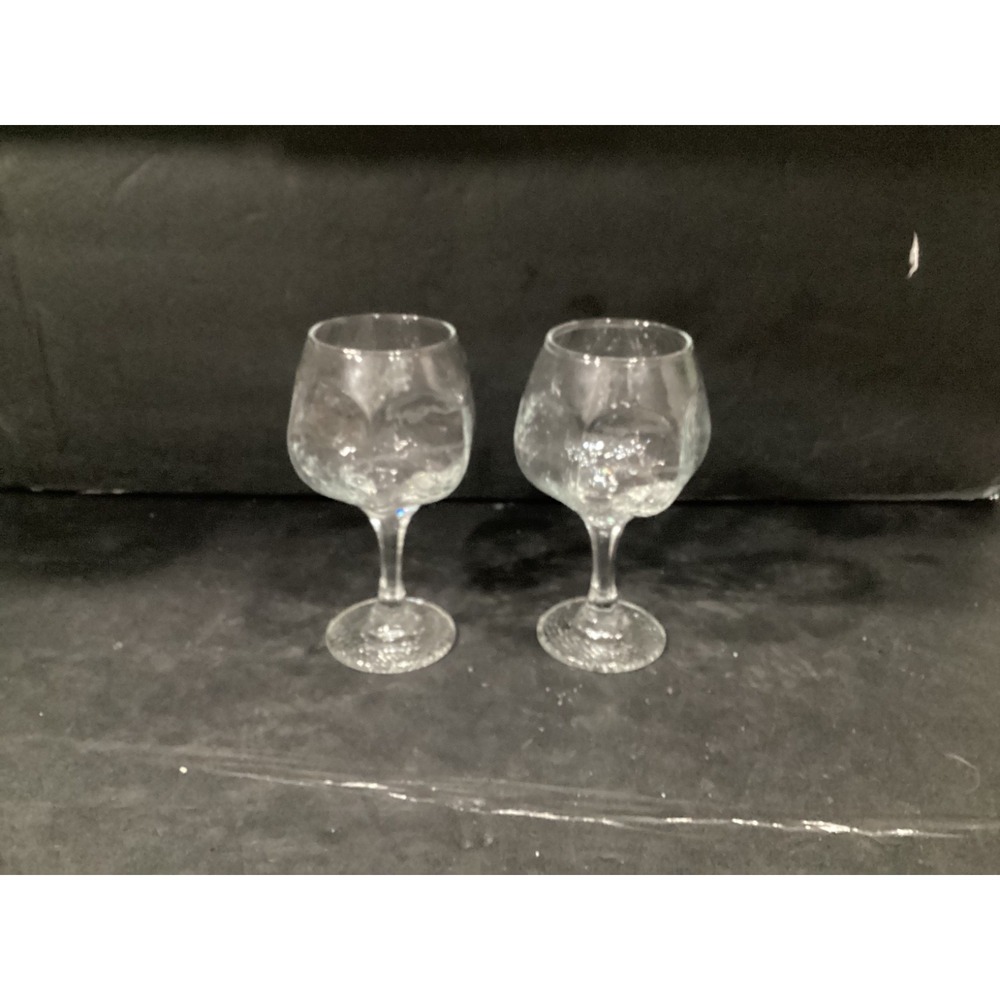 Libbey Vintage Chivalry Clear Wine Goblets Unique Hexagon Set of 2